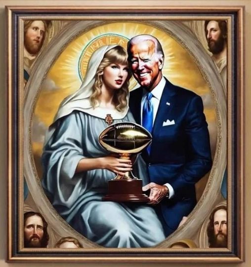 Joe Biden and Taylor Swift, in a design to maximally irk the MAGA crowd!