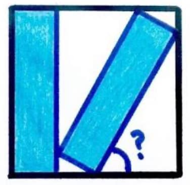 Math puzzle: Two congruent rectangles are shown inside a square. What is the leaning angle?